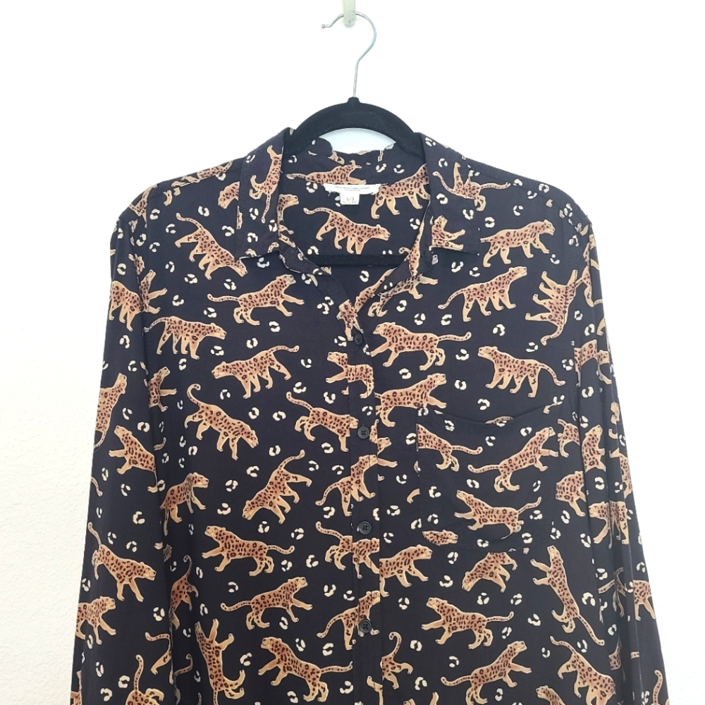 BLL Leopard Print Alana Button Down Shirt Top - Picture 3 of 7